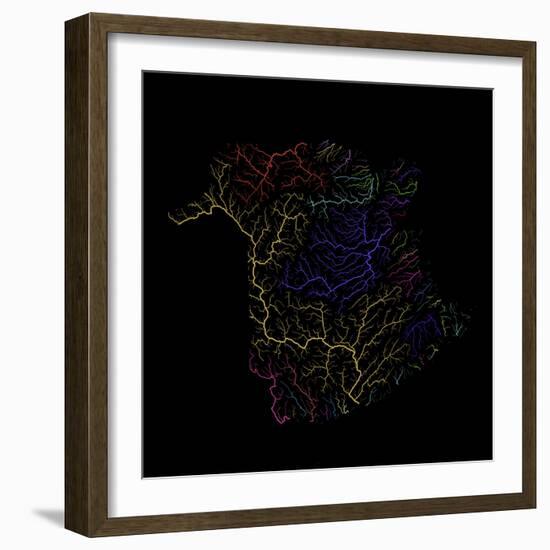 River Basins Of New Brunswick In Rainbow Colours-Grasshopper Geography-Framed Giclee Print