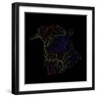 River Basins Of New Brunswick In Rainbow Colours-Grasshopper Geography-Framed Giclee Print