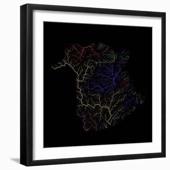 River Basins Of New Brunswick In Rainbow Colours-Grasshopper Geography-Framed Giclee Print