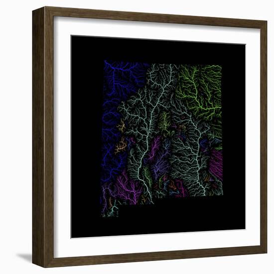 River Basins Of New Mexico In Rainbow Colours-Grasshopper Geography-Framed Giclee Print