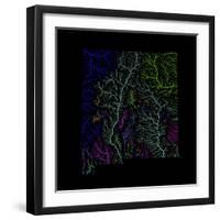 River Basins Of New Mexico In Rainbow Colours-Grasshopper Geography-Framed Giclee Print