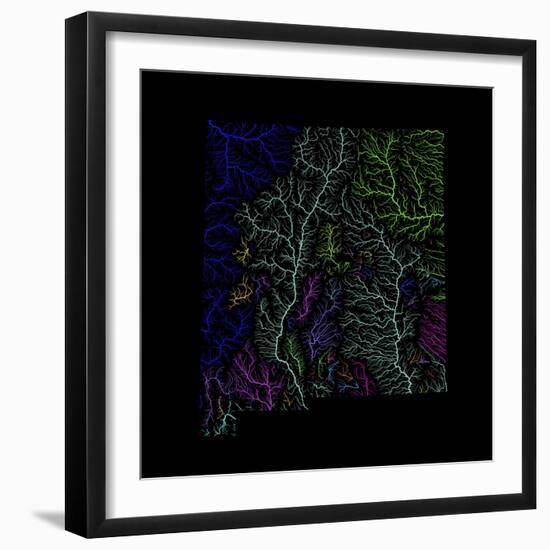 River Basins Of New Mexico In Rainbow Colours-Grasshopper Geography-Framed Giclee Print