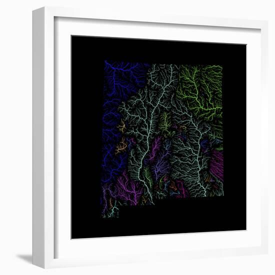 River Basins Of New Mexico In Rainbow Colours-Grasshopper Geography-Framed Giclee Print