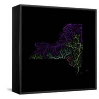 River Basins Of New York In Rainbow Colours-Grasshopper Geography-Framed Stretched Canvas