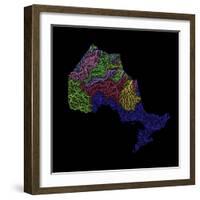 River Basins Of Ontario In Rainbow Colours-Grasshopper Geography-Framed Giclee Print