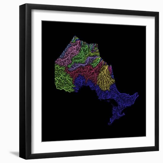 River Basins Of Ontario In Rainbow Colours-Grasshopper Geography-Framed Giclee Print