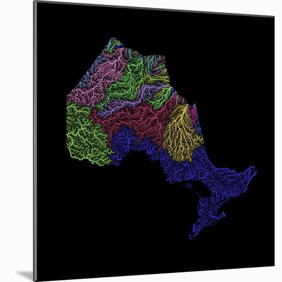 River Basins Of Ontario In Rainbow Colours-Grasshopper Geography-Mounted Giclee Print