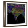 River Basins Of South Asia In Rainbow Colours-Grasshopper Geography-Framed Giclee Print