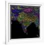 River Basins Of South Asia In Rainbow Colours-Grasshopper Geography-Framed Giclee Print