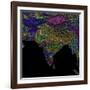 River Basins Of South Asia In Rainbow Colours-Grasshopper Geography-Framed Giclee Print