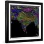 River Basins Of South Asia In Rainbow Colours-Grasshopper Geography-Framed Giclee Print