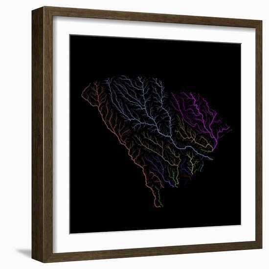 River Basins Of South Carolina In Rainbow Colours-Grasshopper Geography-Framed Giclee Print