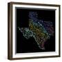 River Basins Of Texas In Rainbow Colours-Grasshopper Geography-Framed Giclee Print