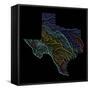 River Basins Of Texas In Rainbow Colours-Grasshopper Geography-Framed Stretched Canvas