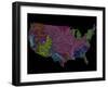 River Basins of the US in Rainbow Colours-Grasshopper Geography-Framed Art Print