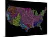 River Basins of the US in Rainbow Colours-Grasshopper Geography-Mounted Art Print