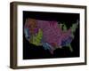 River Basins of the US in Rainbow Colours-Grasshopper Geography-Framed Giclee Print