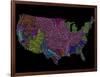 River Basins of the US in Rainbow Colours-Grasshopper Geography-Framed Giclee Print