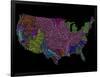 River Basins of the US in Rainbow Colours-Grasshopper Geography-Framed Giclee Print