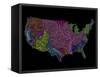 River Basins of the US in Rainbow Colours-Grasshopper Geography-Framed Stretched Canvas