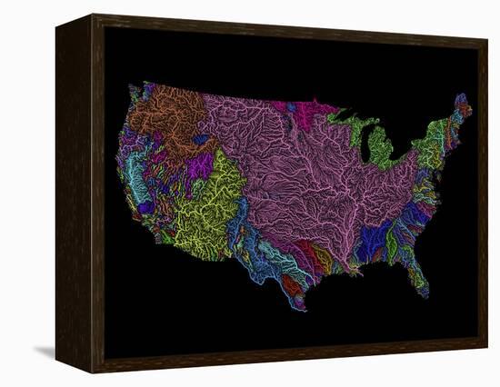 River Basins of the US in Rainbow Colours-Grasshopper Geography-Framed Stretched Canvas