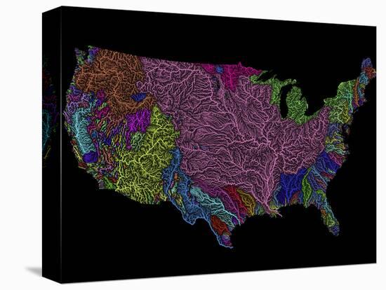 River Basins of the US in Rainbow Colours-Grasshopper Geography-Stretched Canvas