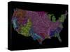 River Basins of the US in Rainbow Colours-Grasshopper Geography-Stretched Canvas