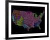 River Basins of the US in Rainbow Colours-Grasshopper Geography-Framed Giclee Print