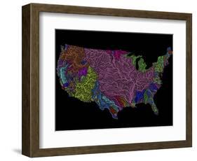 River Basins of the US in Rainbow Colours-Grasshopper Geography-Framed Giclee Print