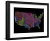 River Basins of the US in Rainbow Colours-Grasshopper Geography-Framed Giclee Print