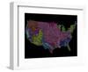 River Basins of the US in Rainbow Colours-Grasshopper Geography-Framed Giclee Print