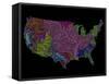 River Basins of the US in Rainbow Colours-Grasshopper Geography-Framed Stretched Canvas