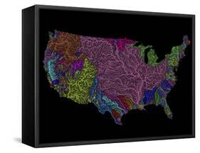 River Basins of the US in Rainbow Colours-Grasshopper Geography-Framed Stretched Canvas