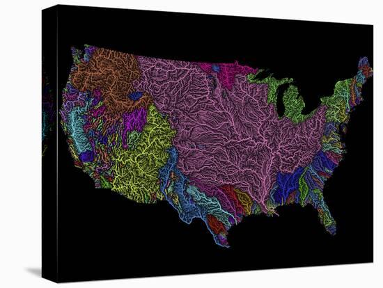 River Basins of the US in Rainbow Colours-Grasshopper Geography-Stretched Canvas