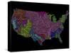 River Basins of the US in Rainbow Colours-Grasshopper Geography-Stretched Canvas