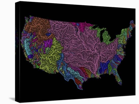 River Basins of the US in Rainbow Colours-Grasshopper Geography-Stretched Canvas