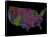 River Basins of the US in Rainbow Colours-Grasshopper Geography-Framed Stretched Canvas