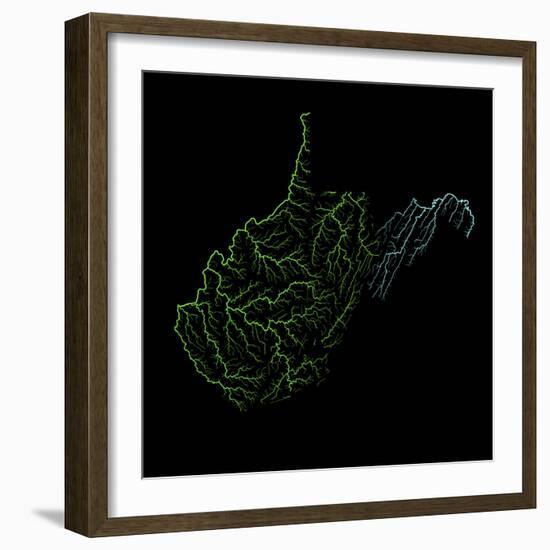 River Basins Of West Virginia In Rainbow Colours-Grasshopper Geography-Framed Giclee Print