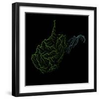 River Basins Of West Virginia In Rainbow Colours-Grasshopper Geography-Framed Giclee Print