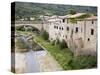 River Bed and Bridge, Lagrasse, Aude, Languedoc-Roussillon, France, Europe-Martin Child-Stretched Canvas