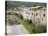 River Bed and Bridge, Lagrasse, Aude, Languedoc-Roussillon, France, Europe-Martin Child-Stretched Canvas