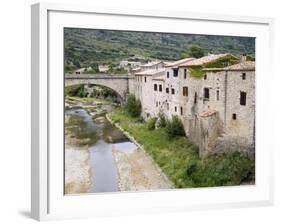 River Bed and Bridge, Lagrasse, Aude, Languedoc-Roussillon, France, Europe-Martin Child-Framed Photographic Print