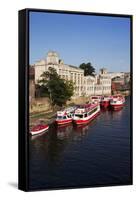 River Boats Moored on the River Ouse at the Guildhall-Mark Sunderland-Framed Stretched Canvas