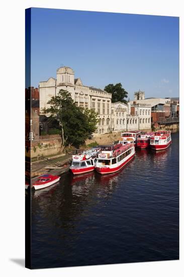 River Boats Moored on the River Ouse at the Guildhall-Mark Sunderland-Stretched Canvas