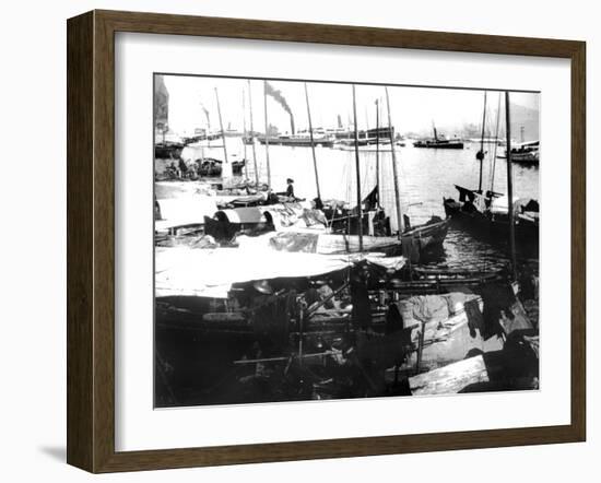 River Boats, Saigon, 1900-null-Framed Giclee Print