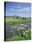 River Brue with Glastonbury Tor in the Distance, Somerset, England, United Kingdom-Chris Nicholson-Stretched Canvas