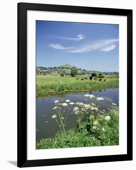 River Brue with Glastonbury Tor in the Distance, Somerset, England, United Kingdom-Chris Nicholson-Framed Photographic Print