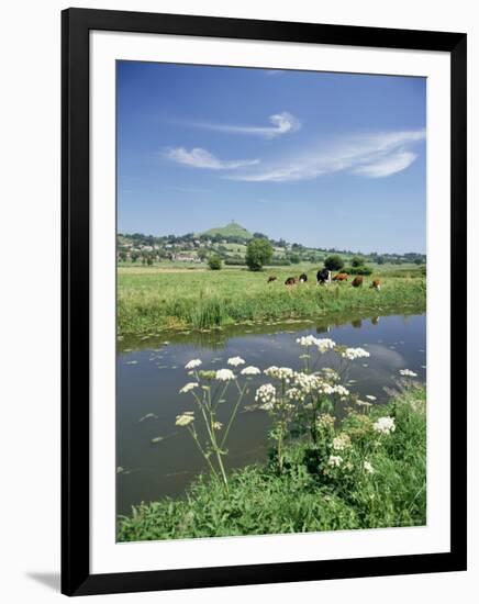 River Brue with Glastonbury Tor in the Distance, Somerset, England, United Kingdom-Chris Nicholson-Framed Photographic Print