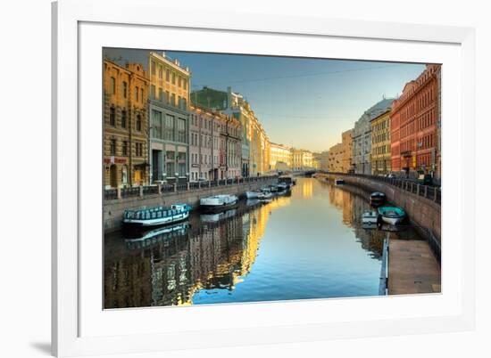 River Channel with Boats in Saint-Petersburg. Spring-Sergei Butorin-Framed Photographic Print