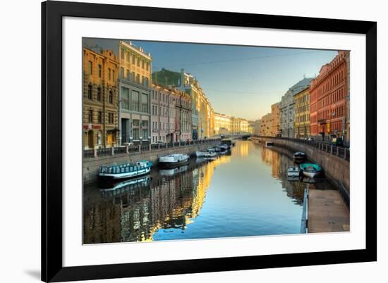 River Channel with Boats in Saint-Petersburg. Spring-Sergei Butorin-Framed Photographic Print